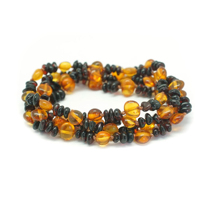 Amber Knotted 2x4-6x8mm Dark Pebble - 26-27 Inch