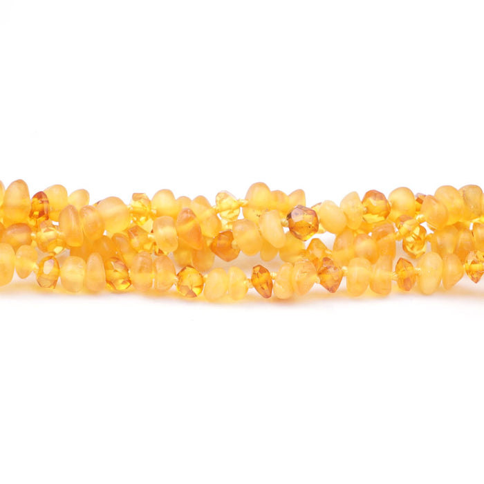 Amber 4X6-6X10mm Chip Faceted Matte/Polish Golden - 15-16 Inch