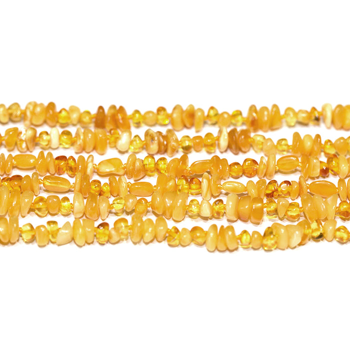 Amber Knotted 2x4-6x8mm Chip - 26-27 Inch