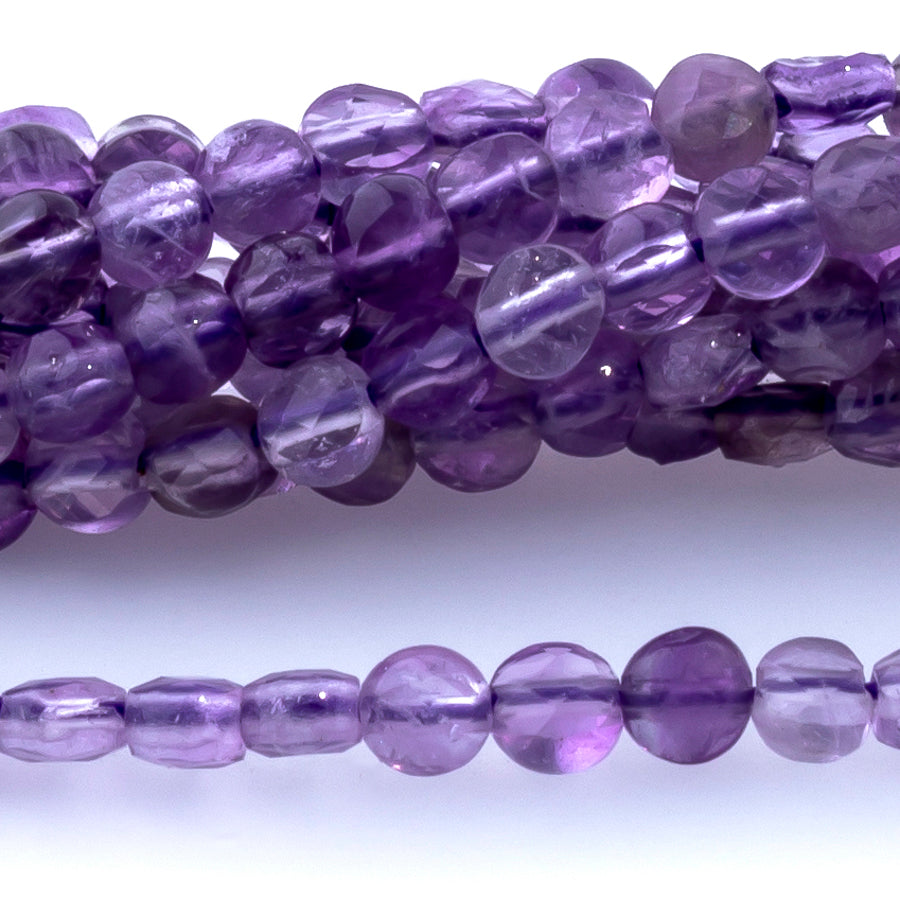 Amethyst Natural 2mm Coin Microfaceted - 15-16 Inch
