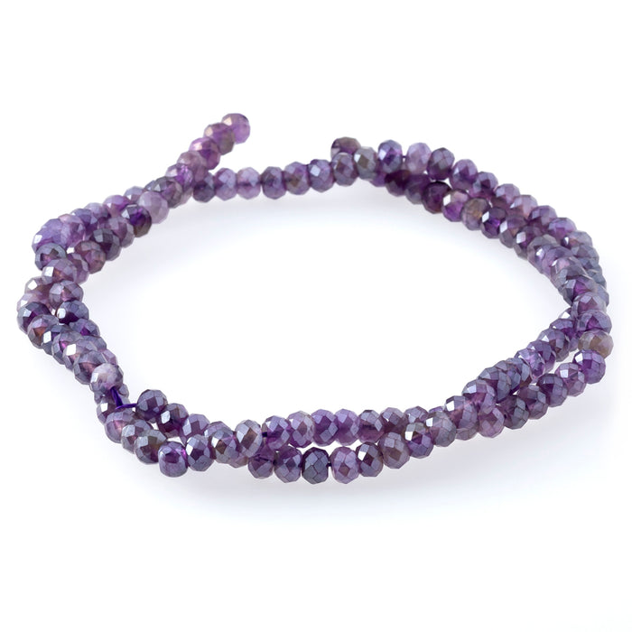 Amethyst Plated 3X4mm Rondelle Faceted - 15-16 Inch - CLEARANCE