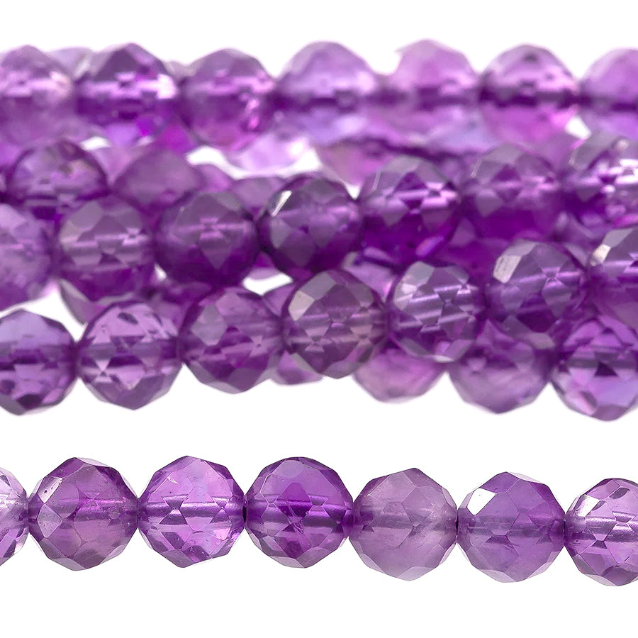 Amethyst 4mm Round Faceted A Grade - 15-16 Inch