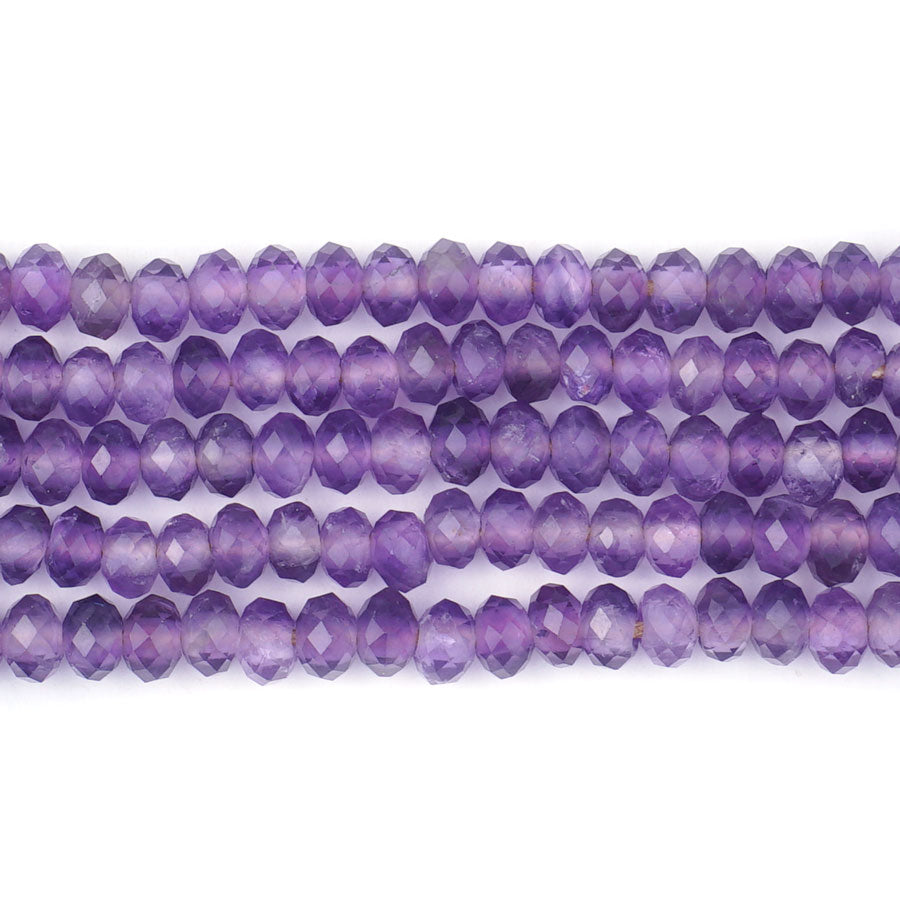 Amethyst Natural 4X6mm Rondelle Faceted A Grade - Large Hole Beads