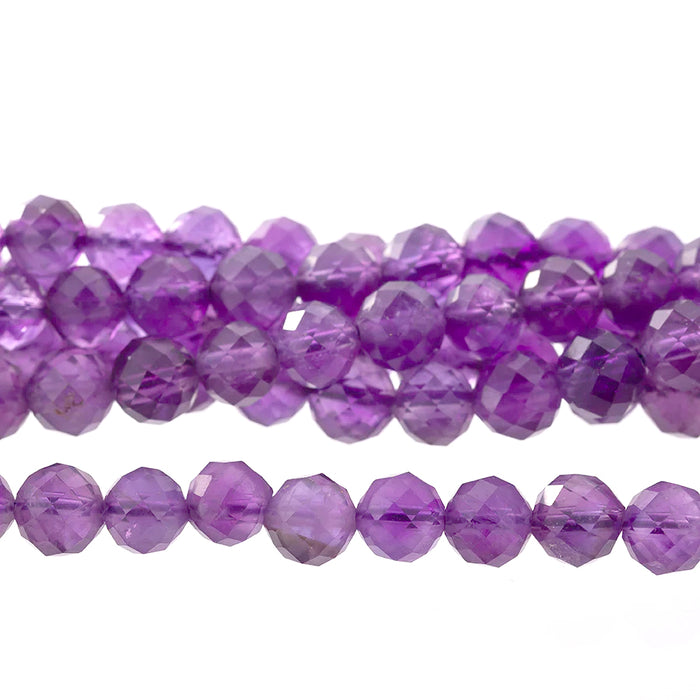 Amethyst 6mm Round Faceted A Grade - 15-16 Inch