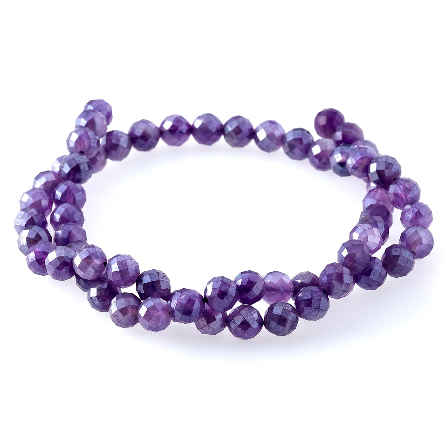 Amethyst Plated 6mm Round Faceted - 15-16 Inch