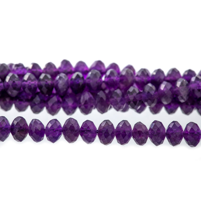 Amethyst 6mm Rondelle Faceted - 15-16 Inch