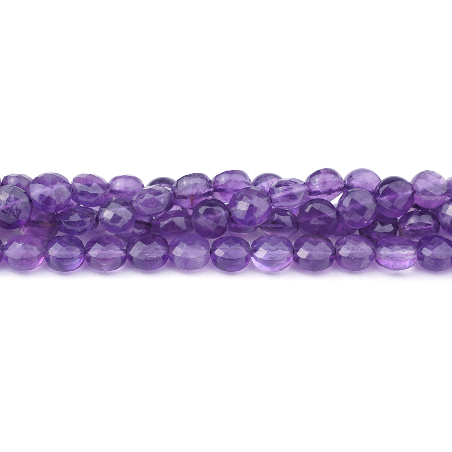 Amethyst 8mm Coin Faceted - 15-16 Inch