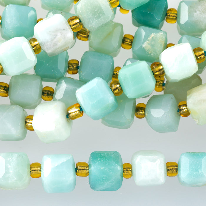 Amazonite 6-7mm Table Cut Cube - 15-16 Inch