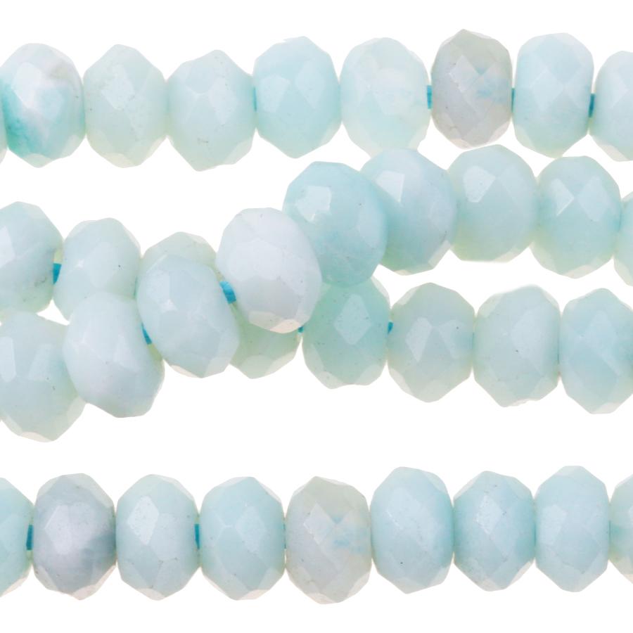 Amazonite 8mm Faceted Rondelle Large Hole 8-Inch
