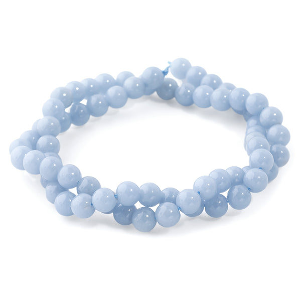 This is a Dakota Stones 6mm Angelite Gemstone strand with round beads in 15-16 inch strand.