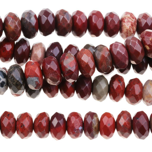 Apple Jasper 8mm Faceted Rondelle 8-Inch