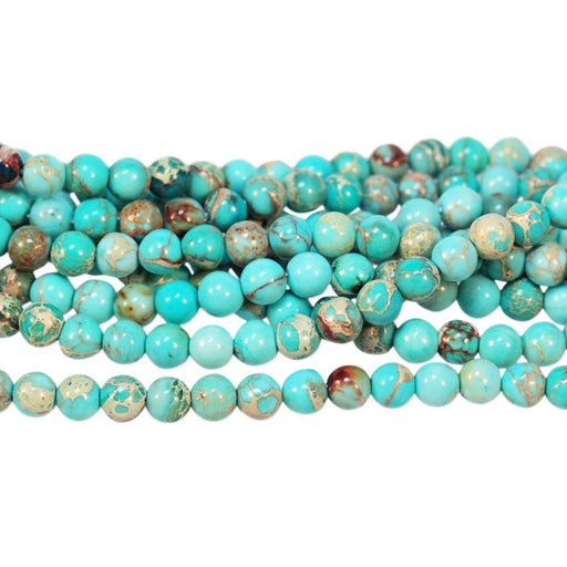 Aqua (Dyed) Impression Jasper 4mm Round 8-Inch