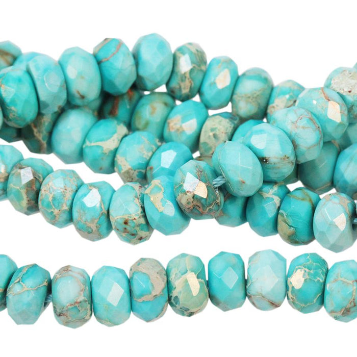 Aqua (Dyed) Impression Jasper 8mm Faceted Rondelle 8-Inch