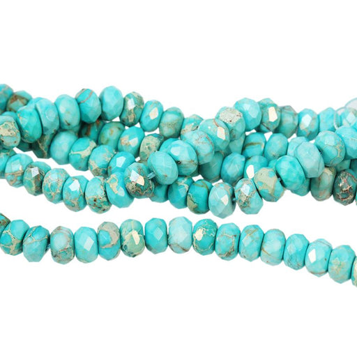 Aqua (Dyed) Impression Jasper 8mm Faceted Rondelle 8-Inch