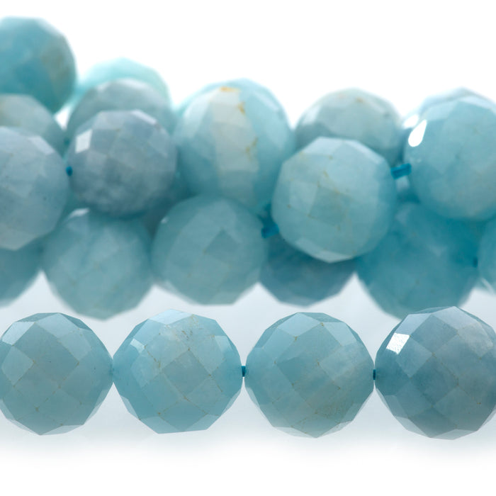 Aquamarine 10mm Round Faceted A Grade - 15-16 Inch