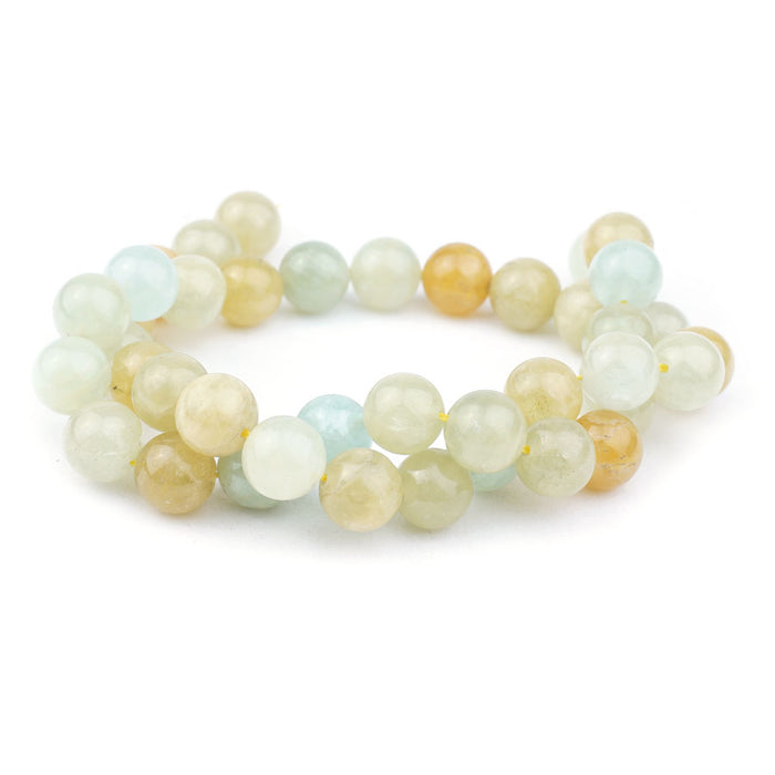 Aquamarine Green Yellow Mix Natural 10mm Round - 15-16 Inch