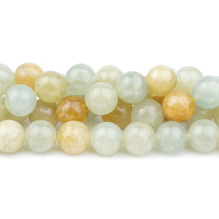 Aquamarine Green Yellow Mix Natural 10mm Round - 15-16 Inch