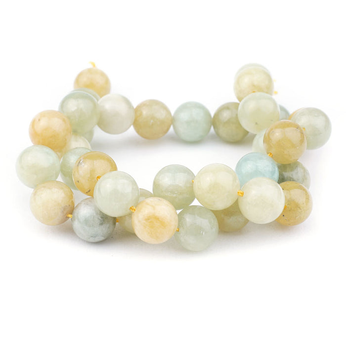 Aquamarine Green Yellow Mix Natural 12mm Round - 15-16 Inch