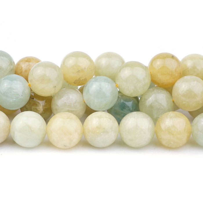 Aquamarine Green Yellow Mix Natural 12mm Round - 15-16 Inch