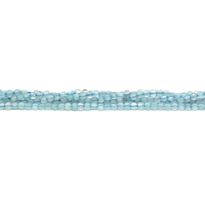 Aquamarine 2mm Faceted Coin - 15-16 Inch