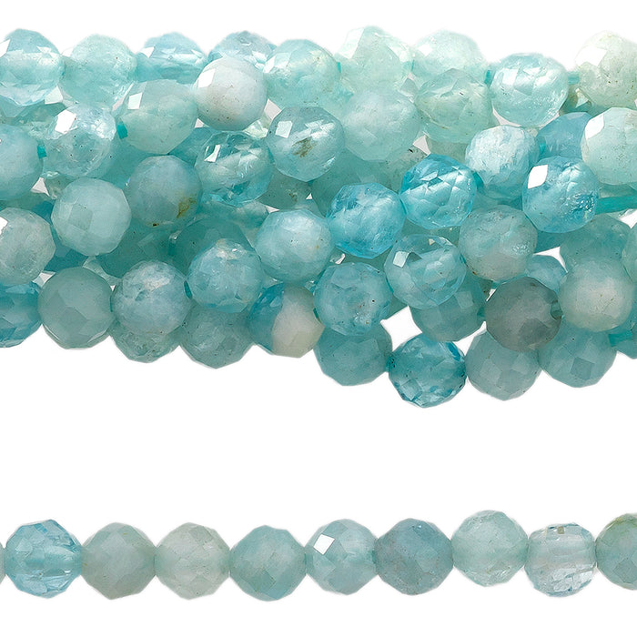 Aquamarine 3mm Round Faceted - 15-16 Inch