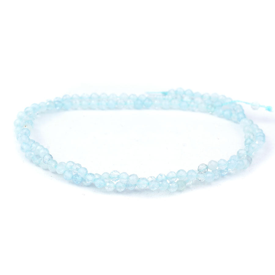 Aquamarine Natural 3mm Faceted Round AAA Grade - 15-16 Inch