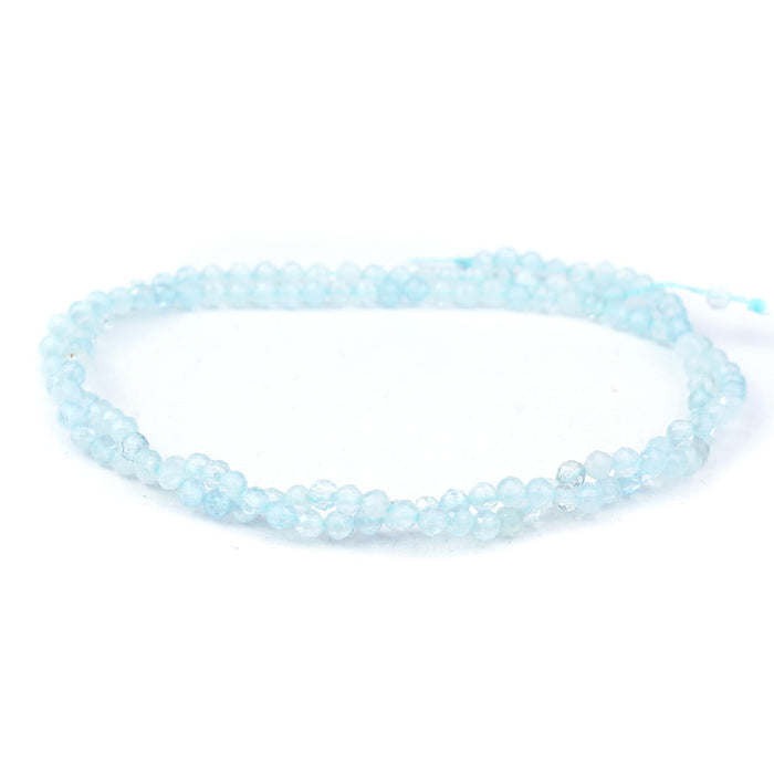 Aquamarine Natural 3mm Faceted Round AAA Grade - 15-16 Inch