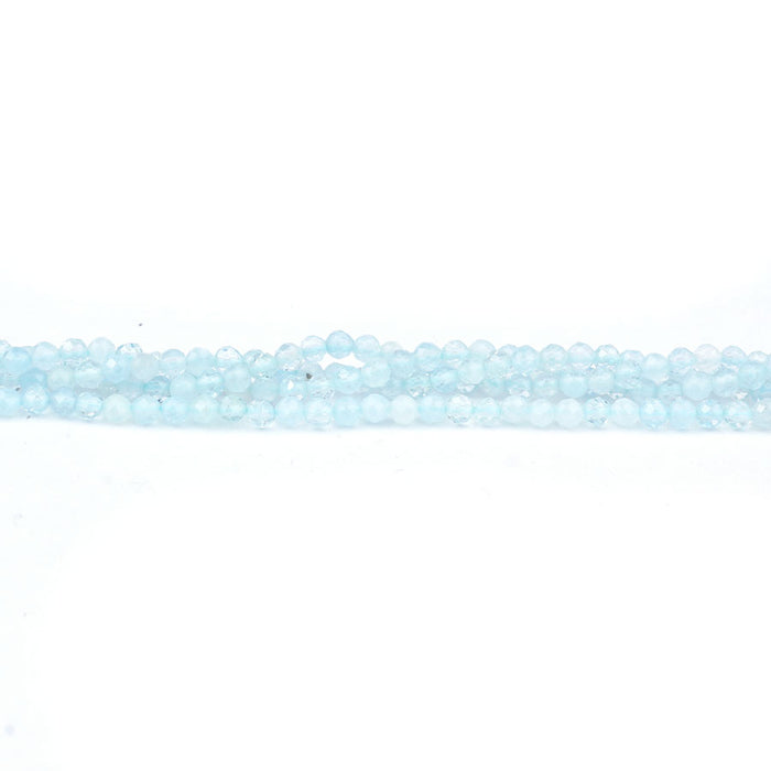 Aquamarine Natural 3mm Faceted Round AAA Grade - 15-16 Inch