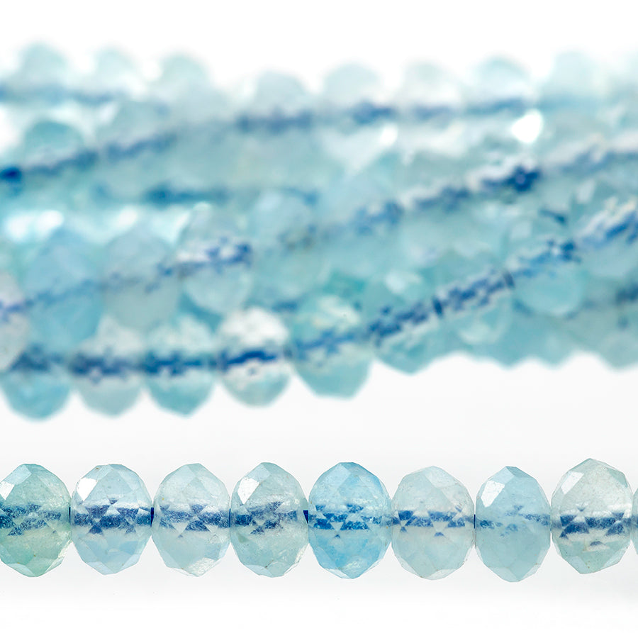 Aquamarine 3mm Rondelle Faceted A Grade - 15-16 Inch