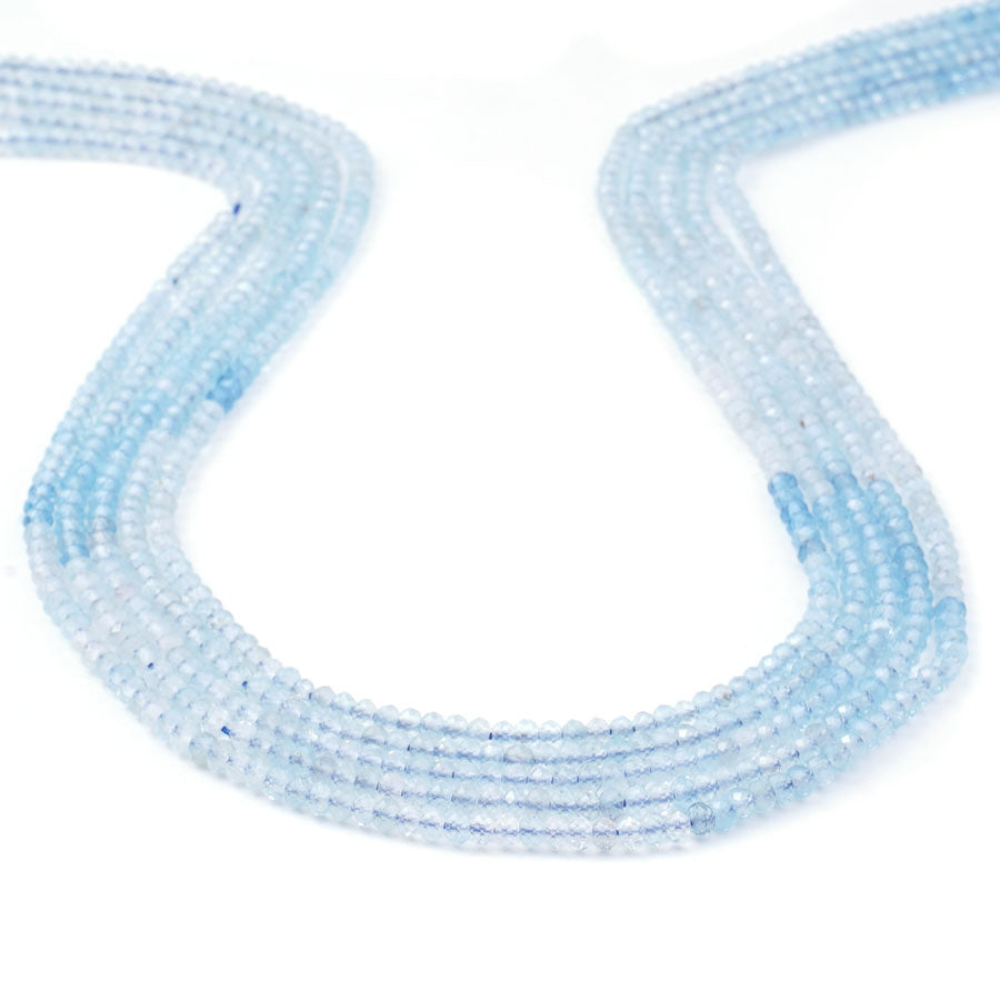 Aquamarine 3mm Rondelle Faceted AA Grade Banded - 15-16 Inch