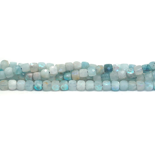 4-4.5mm Aquamarine  Natural Cube - 15-16 Inch