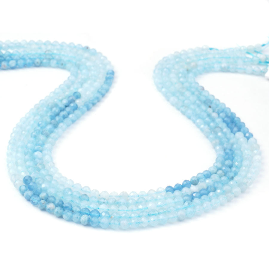 Aquamarine 4mm Round Faceted A Grade Banded - 15-16 Inch