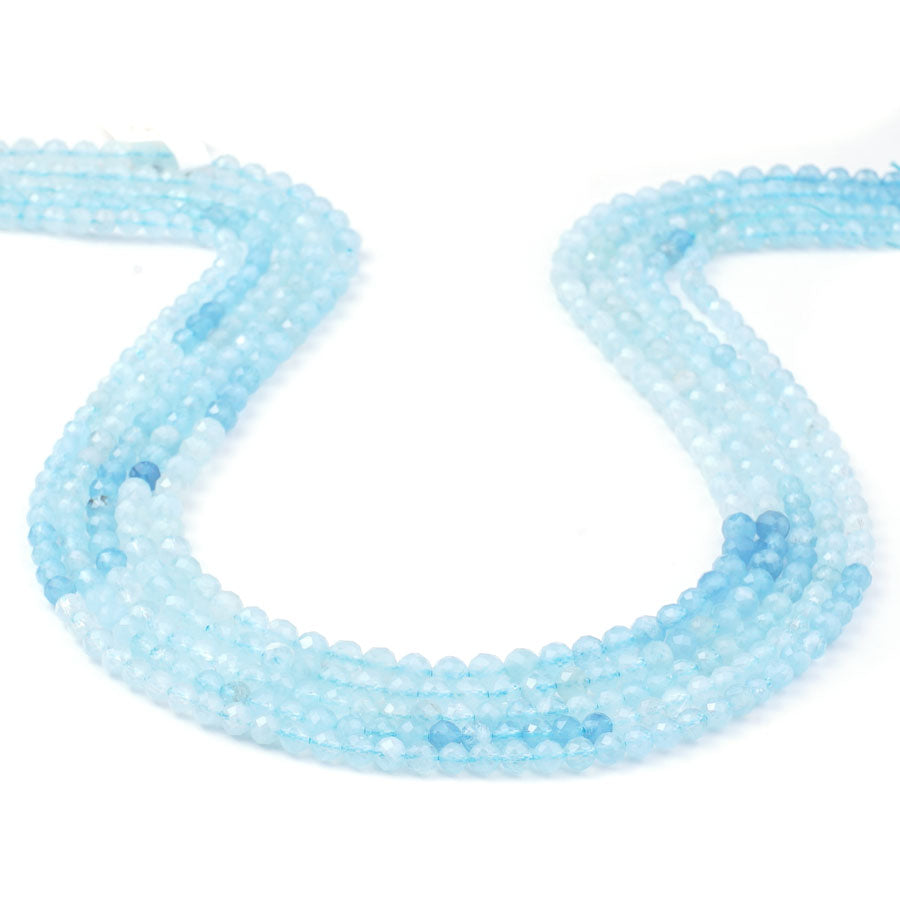 Aquamarine 4mm Round Faceted AA Grade Banded - 15-16 Inch