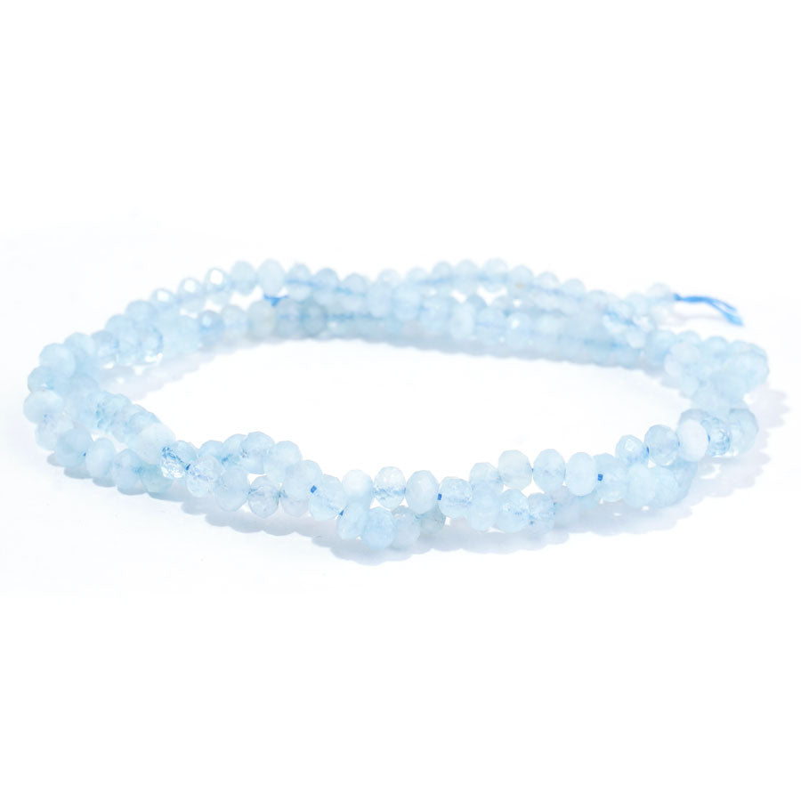 Aquamarine 4mm Rondelle Faceted A Grade - 15-16 Inch