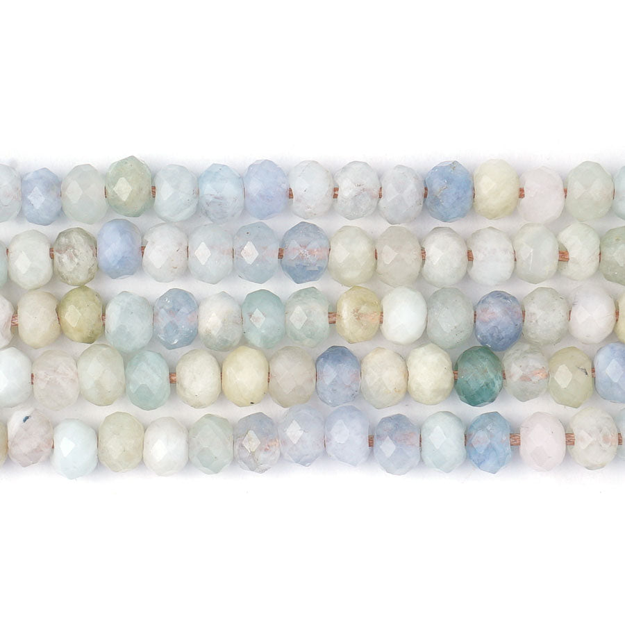 Aquamarine Natural 4X6mm Rondelle Faceted - Large Hole Beads