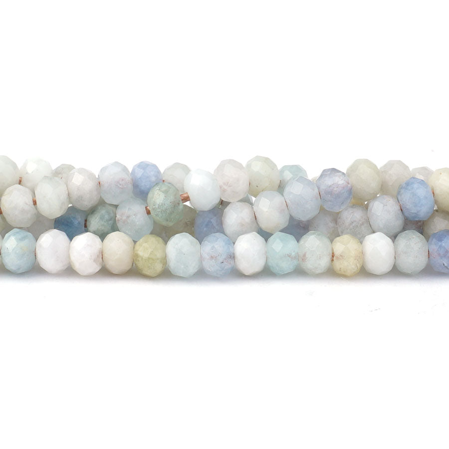 Aquamarine Natural 4X6mm Rondelle Faceted - Large Hole Beads