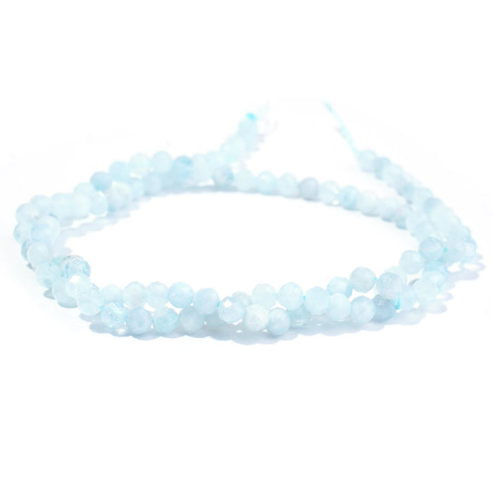 Aquamarine 6mm Round Faceted A Grade - 15-16 Inch