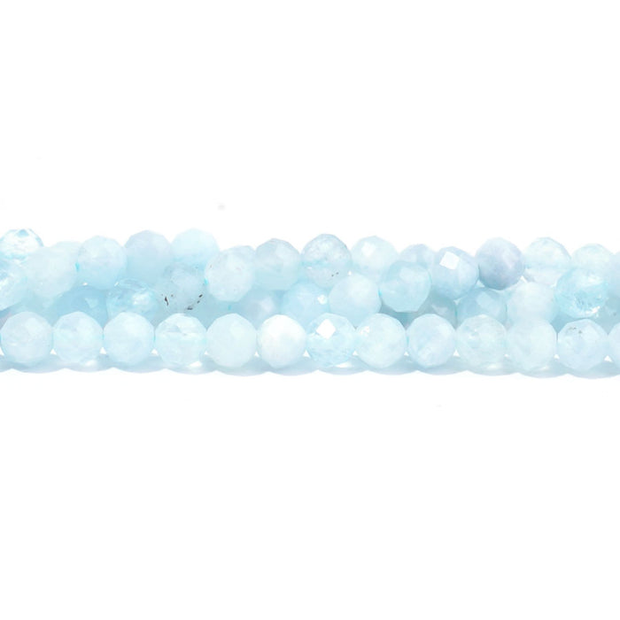 Aquamarine 6mm Round Faceted A Grade - 15-16 Inch