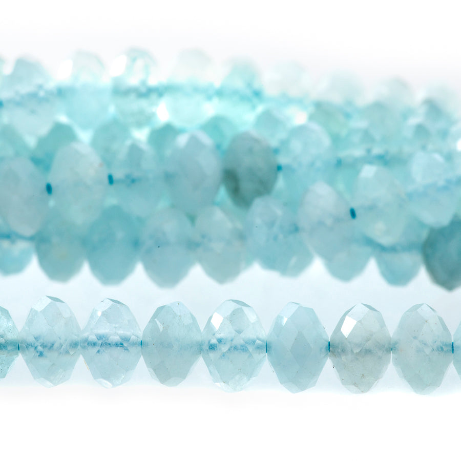 Aquamarine 6mm Rondelle Faceted A Grade - 15-16 Inch
