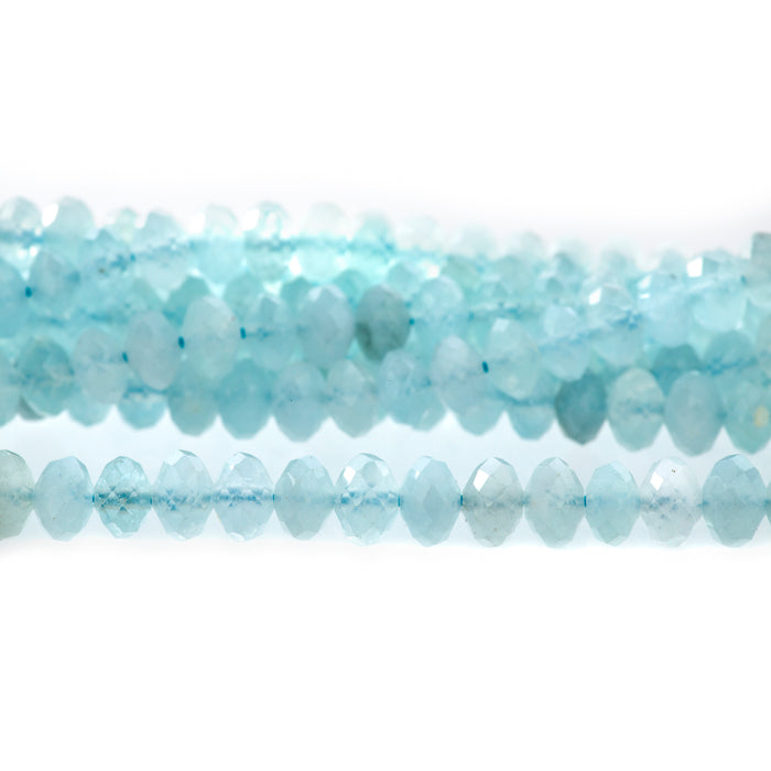 Aquamarine 6mm Rondelle Faceted A Grade - 15-16 Inch