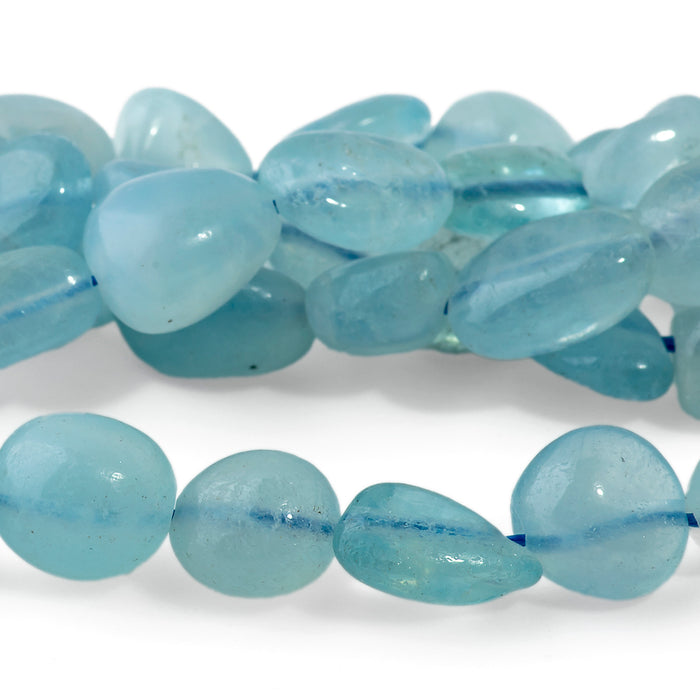 Aquamarine 7x9-8x10mm Pebble - 15-16 Inch