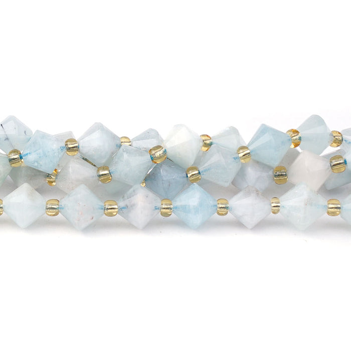 Aquamarine Natural 8mm Bicone Faceted - 15-16 Inch