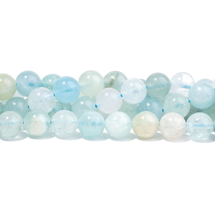 Aquamarine Multi Natural 8mm Round A Grade - 15-16 Inch