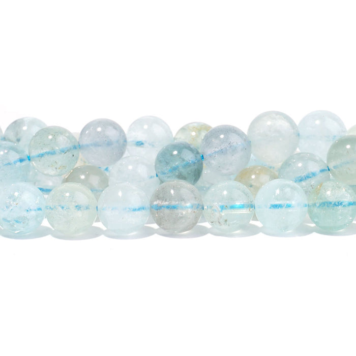 Aquamarine Multi Natural 8mm Round AA Grade - 15-16 Inch - CLEARANCE