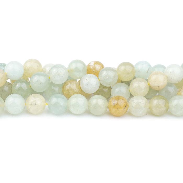 Aquamarine Green Yellow Mix Natural 8mm Round - 15-16 Inch