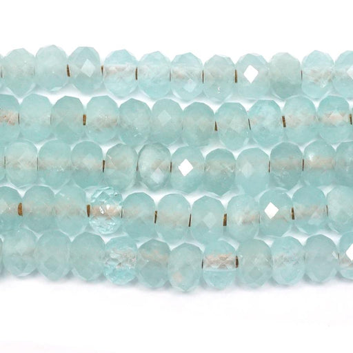 Aquamarine 8mm Diamond Cut Faceted Rondelle Large Hole (2-2.5mm) 8-Inch