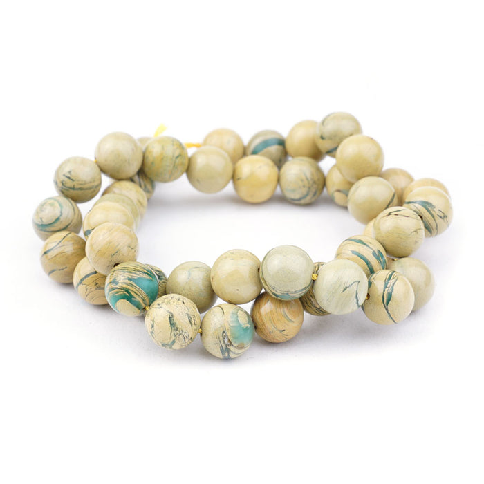 Yellow Green Aqua Terra Impression Jasper Natural 10mm Round - 15-16 Inch