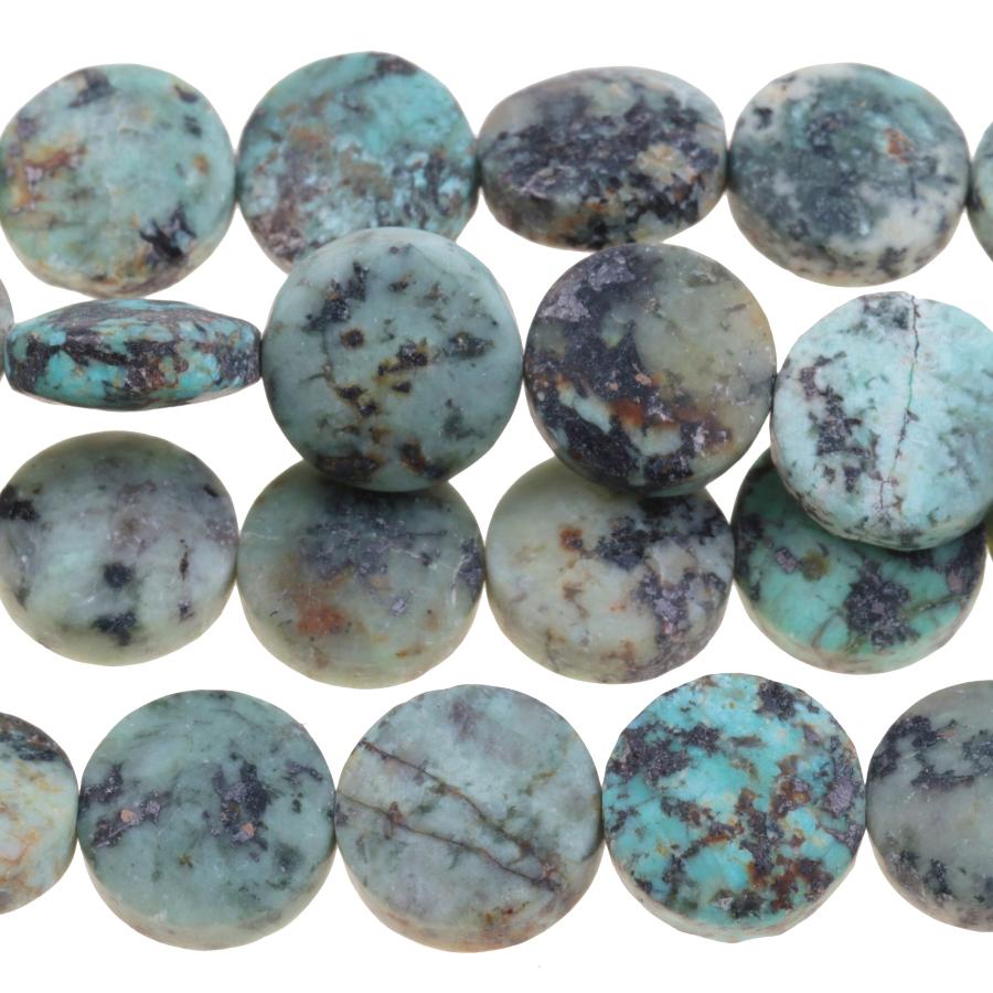 MATTE African Turquoise 12mm Coin 8-Inch