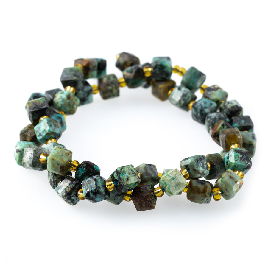 African Turquoise 6-7mm Table Cut Cube - 15-16 Inch