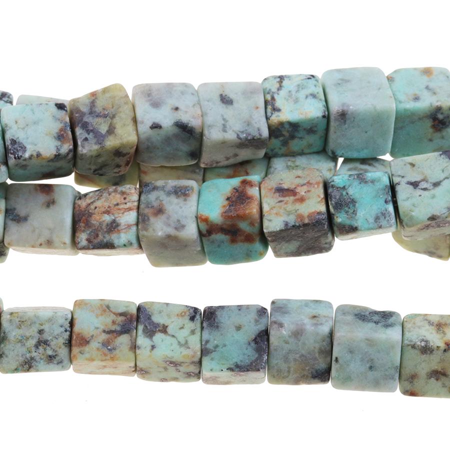 MATTE African Turquoise 6mm Cube 8-Inch